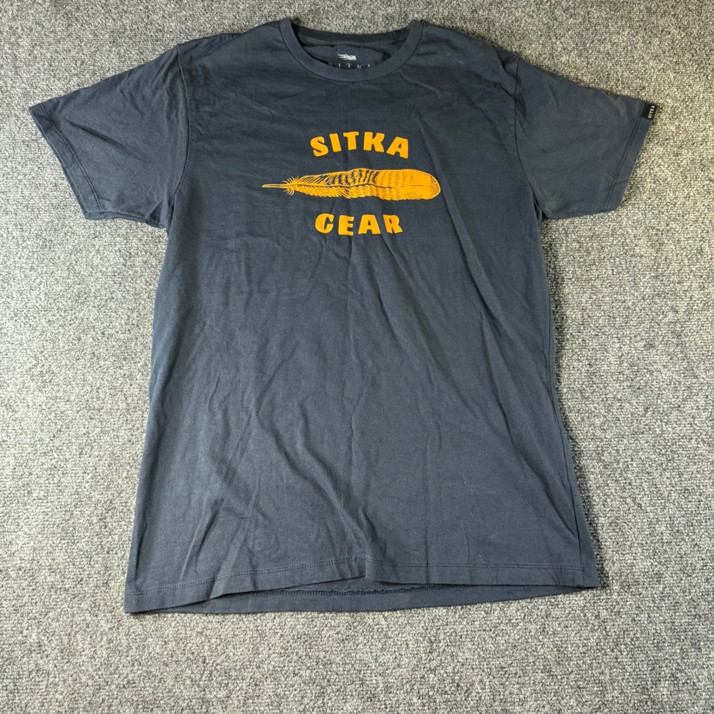 Sitka Gear Mens Navy Blue Pima Cotton Feather Graphic T-Shirt Size Medium M